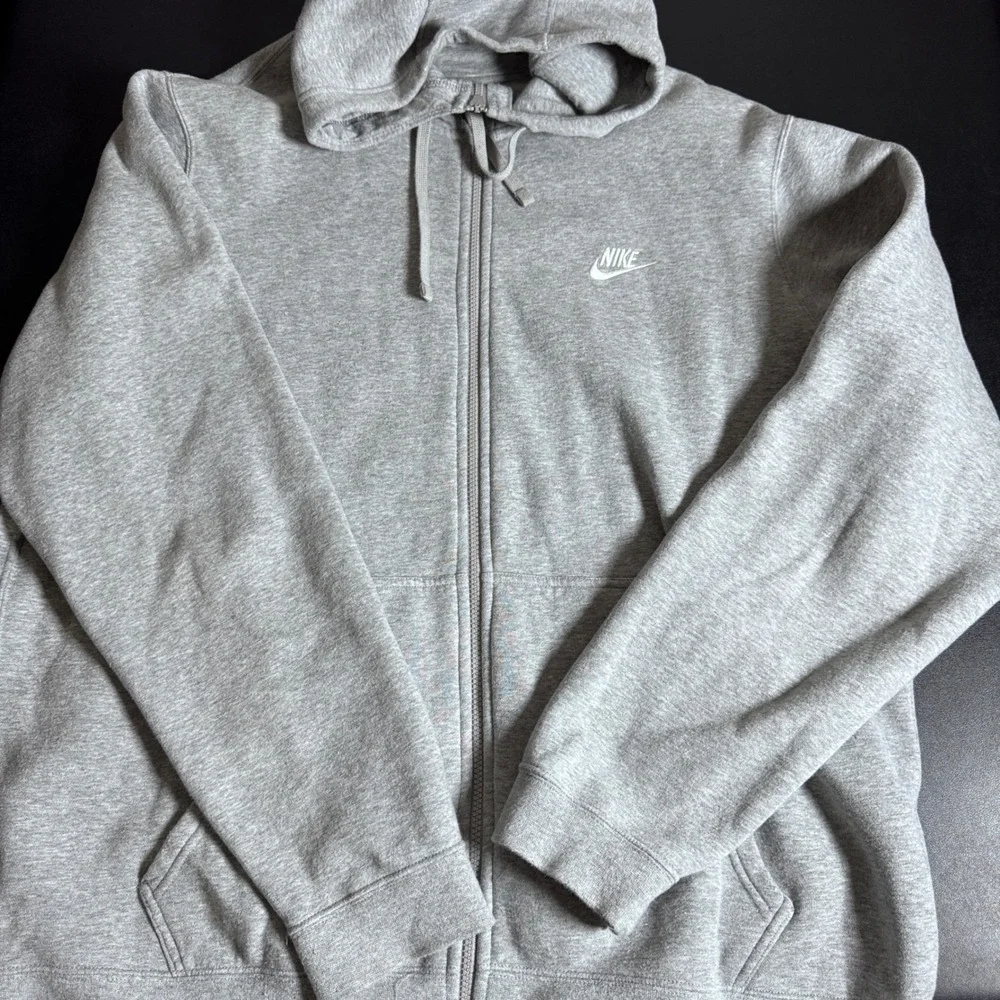 Nike Full Zip Hoodie Mens XXL Gray Heather Solid Embroidered‎ Logo Sweatshirt